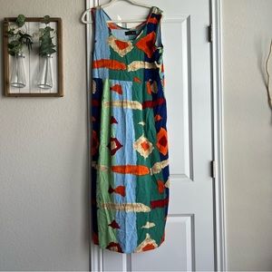 vintage 90s Jams World colorful abstract print midi tank top dress